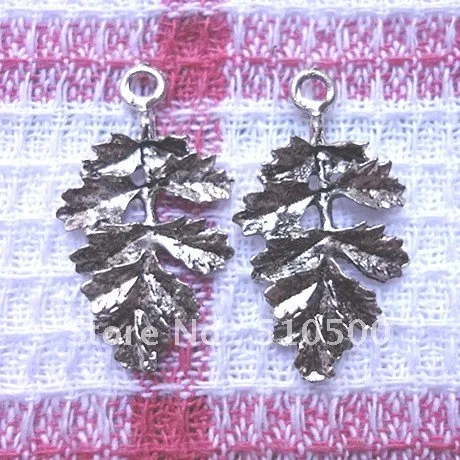 80 шт. Милая тибетская Серебряная Очаровательная подвеска в форме листа цинковая