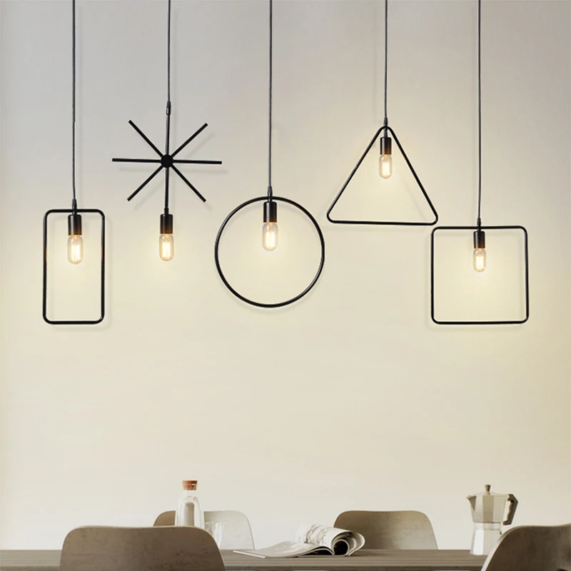 Промышленный стиль геометрическая форма подвесные светильники лампа железный