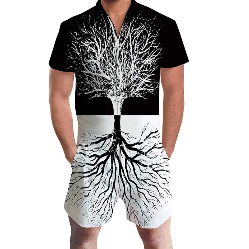 Белый US Flag Men Rompers 3D Floral Print Funny Jumpsuit Playsuit Male Harem Cargo Overalls One Piece Beach Slim Fit Men's Sets 3XL - Цвет: Белый