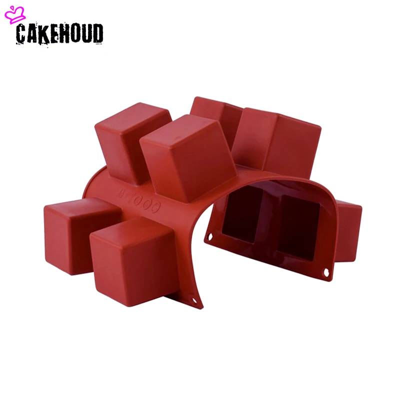 CAKEHOUD 8 отверстий маленький квадратный 3D форма антипригарная силиконовая форма для выпечки DIY Желе мусс для Маффин мороженое инструмент для шоколада