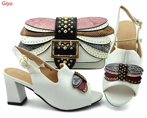 

Doershow Белая обувь и сумка, подходящие к итальянской женской обуви и сумке, подходящие к Африканской обуви и сумке для вечеринок! Искусственна...
