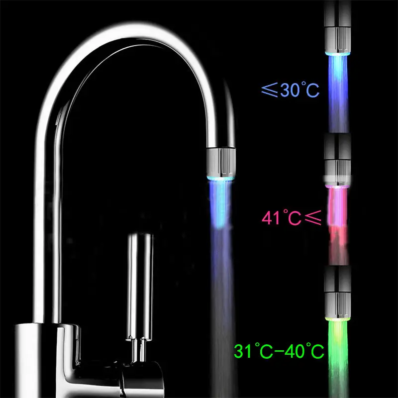1 шт. светодиодный светильник водопроводный кран с датчиком температуры RGB душевой поток для ванной Душевой кран синий красный цвет изменение цвета