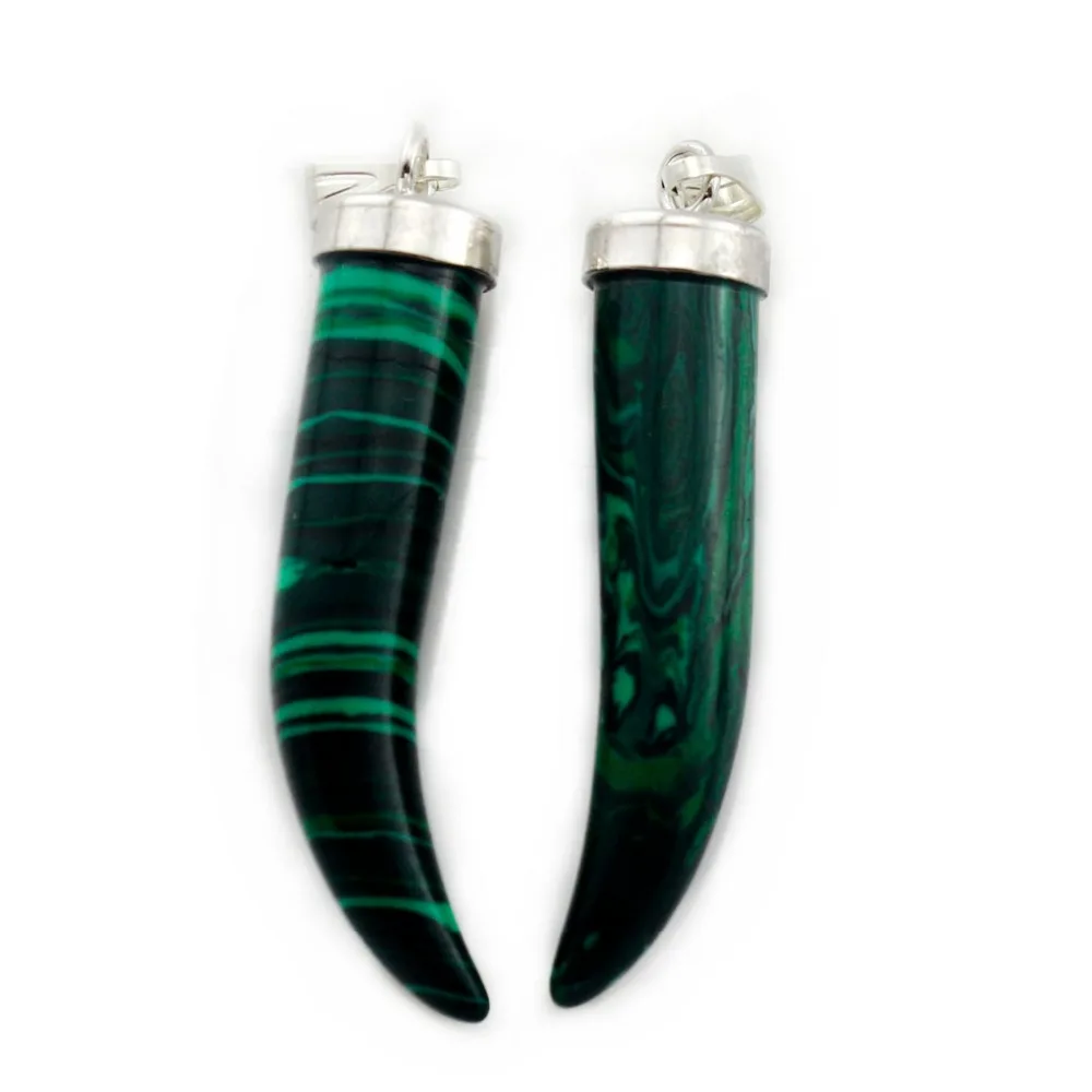 Рожок в виде бивня зубная чакра лечебная подвеска кристалл (синяя бирюза)|pendant