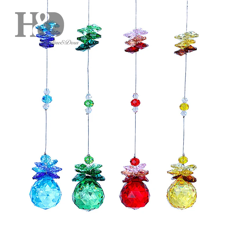 H& D 4 шт. люстра Octogon Chakra Suncatcher Цвета хрустальный шар призмы кулон окно Suncatcher для свадьбы/дома/сада декор