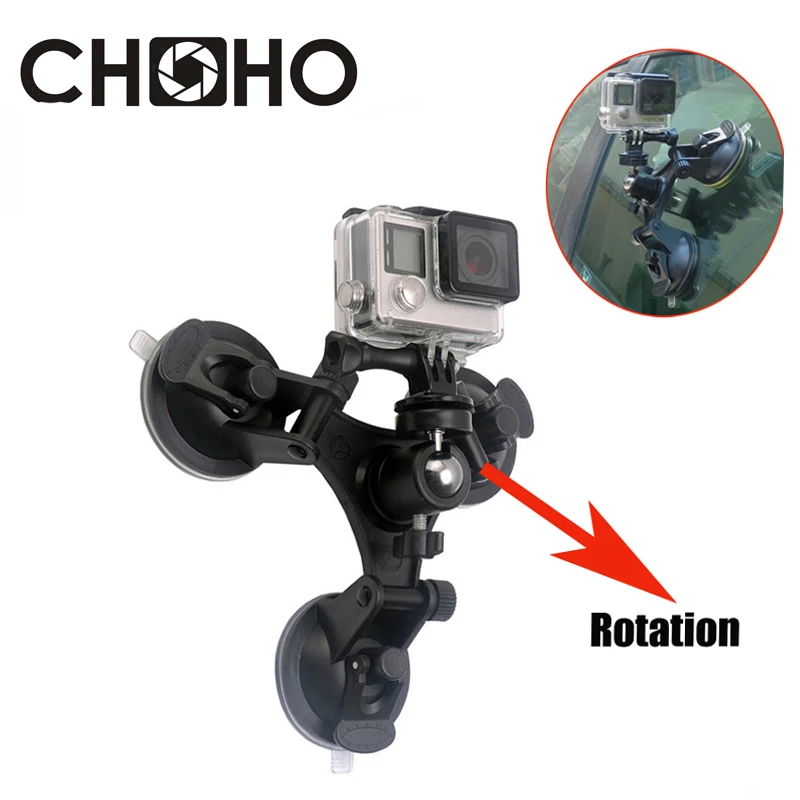 Держатель на присоске для автомобиля Gopro треугольник с низким углом обзора