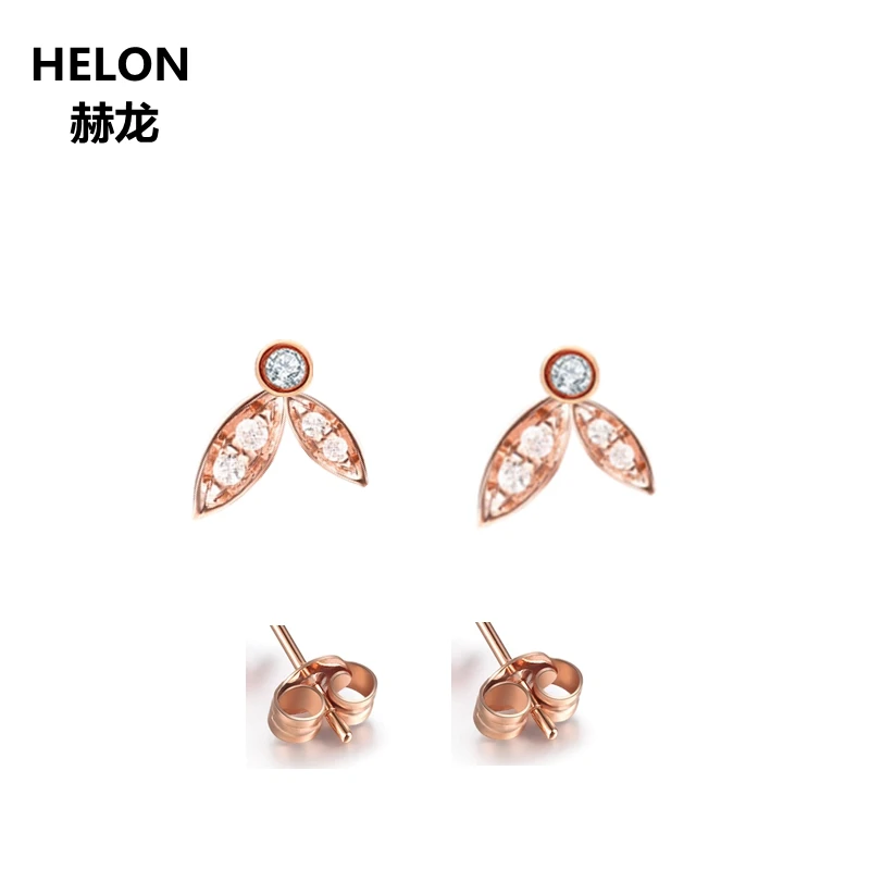 Женские серьги гвоздики из розового золота с натуральными