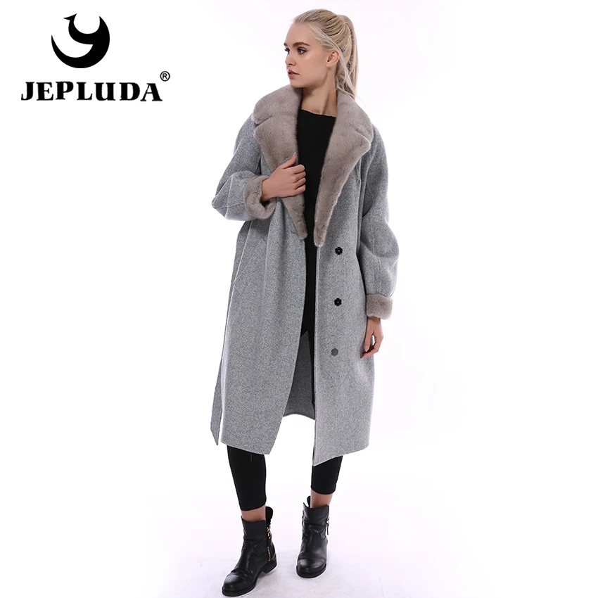 Женское кашемировое пальто JEPLUDA длинная куртка из 100% натуральной шерсти | Шубы и дубленки -32972804710