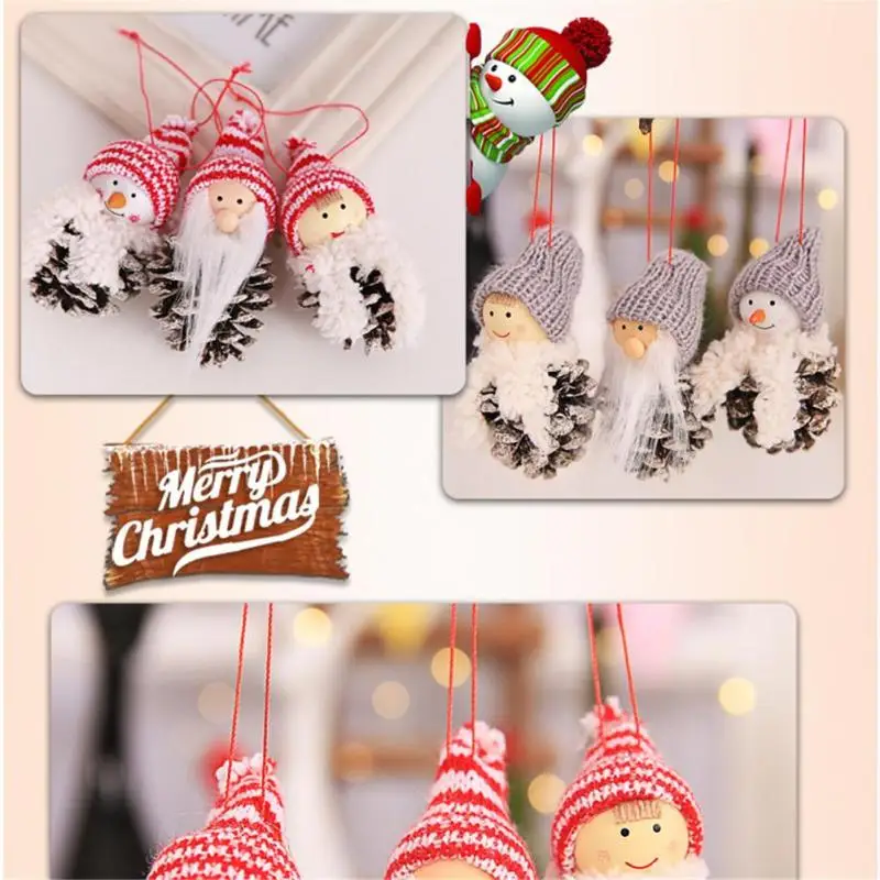 3pcs Navidad Creative Old Man Doll Natal New Year Christmas Tree Decorations White PineCone Ornaments Noel Home Z3 | Дом и сад