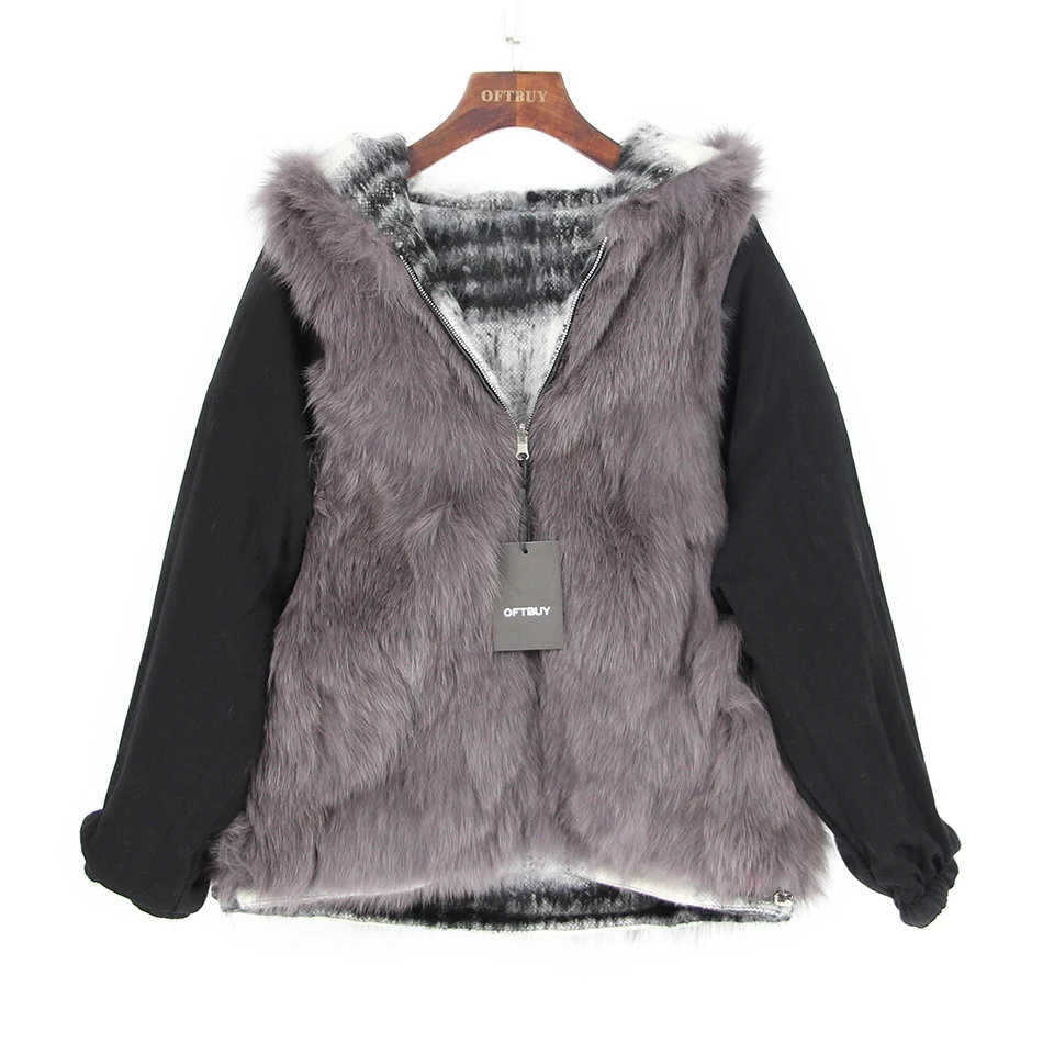 OFTBUY Мода 2017 г. зимняя куртка для женщин пальто из натурального Лисьего Мех