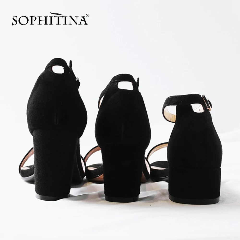 SOPHITINA/Новые Модные женские сандалии с закрытой пяткой; летняя повседневная обувь с пряжкой на ремешке; однотонные женские сандалии на каблуках; MO235