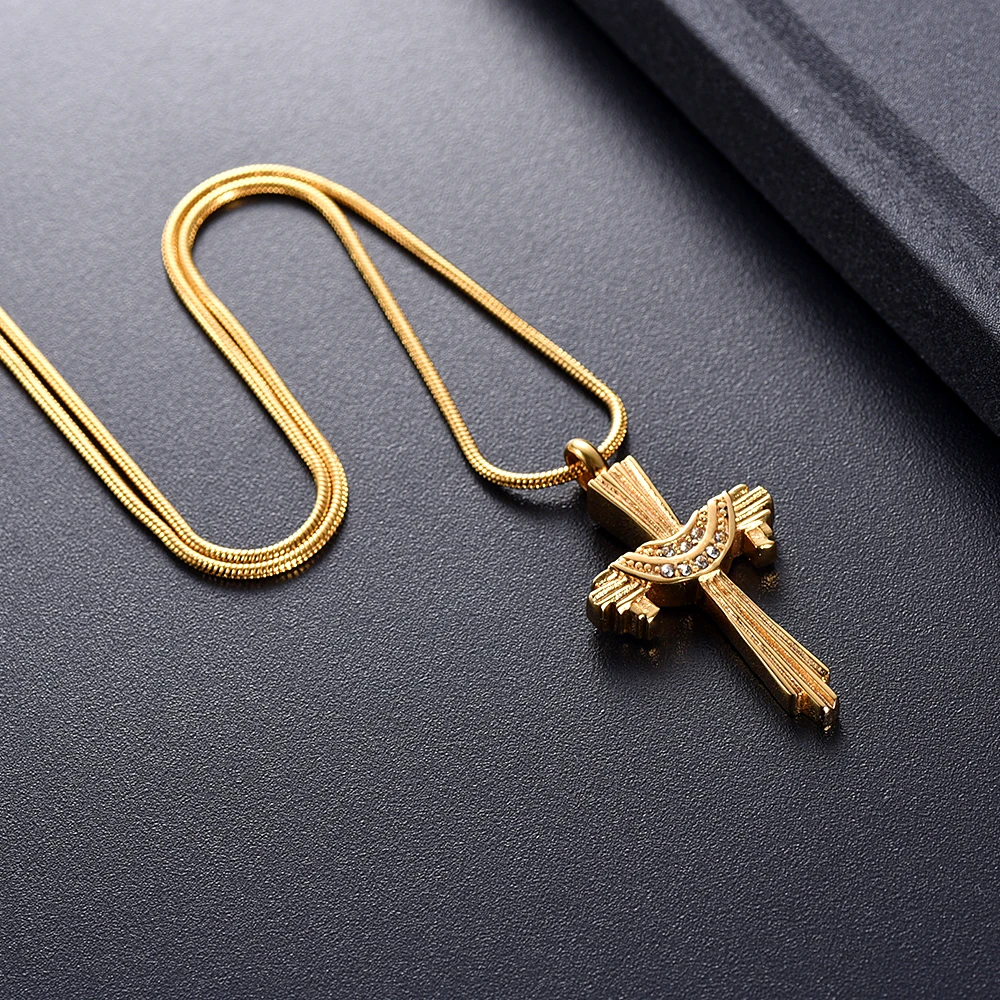 IJD12232 роскошный золотой религиозный крест памятный сувенир мемориальная урна