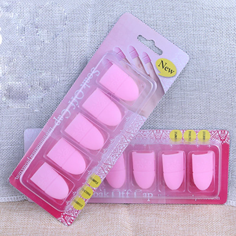 5pcs/set Silicone UV Gel Nail Polish Remover Wraps Cleaner Soaker Caps Clip Manicure CareTools | Красота и здоровье