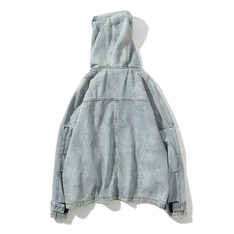 Hoodie Jeans Jacket Half Up Zipper Pullover Denim Outwear Fashion Hip Hop Men Casual Oversize Skateboard 2018 | Мужская одежда