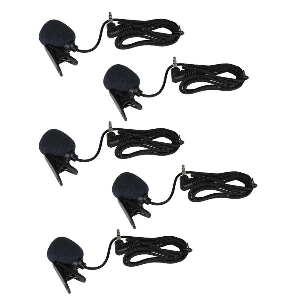 5pcs Портативный петличный микрофон с зажимом и отворотом 3,5 мм разъем Hands-free мини проводной конденсаторный микрофон для смартфонов ПК ноутбук - Цвет: 5pcs