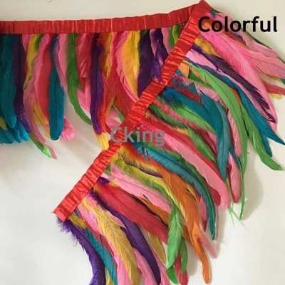 colorful Прямая с фабрики 35-40 см 14-16 дюймов Окрашенный черный петух/с перьями из хвоста петуха бахрома/отделка для юбки свадебные украшения - Цвет: colorful