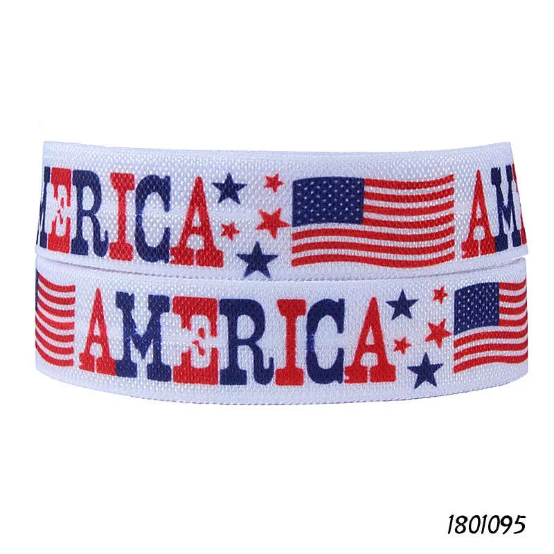 

(50 yards/lot) Free shipping US flag printed foe elastic ribbon for July. 4th hair bands