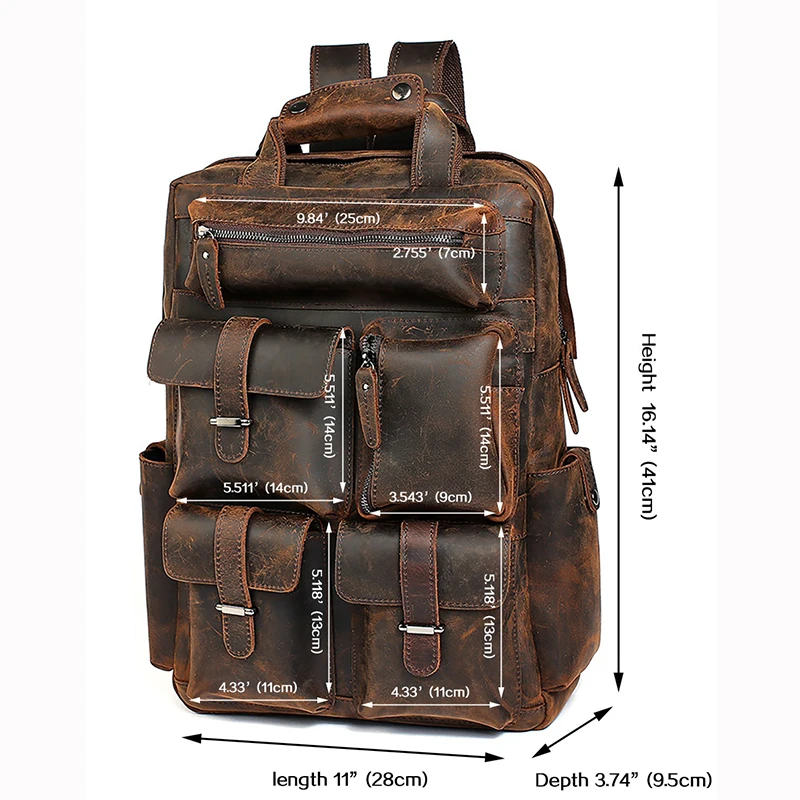 Мужской винтажный рюкзак из натуральной кожи с защитой от кражи|Мужские рюкзаки|