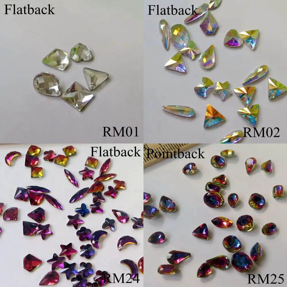 Стразы с голубым пламенем и кристаллом 30 цветов смешанный дизайн обратная