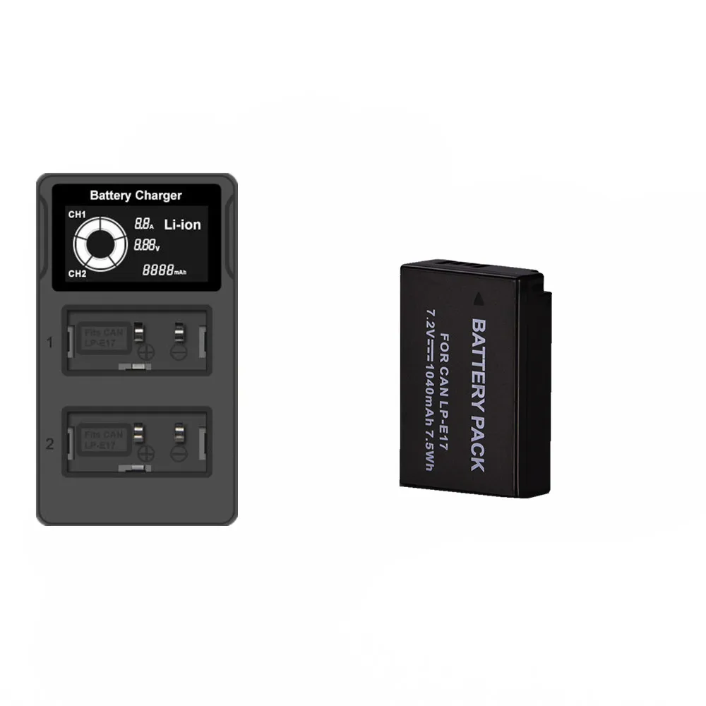 1 шт. LPE17 LP E17 батарея + ЖК зарядное устройство USB для Canon EOS 200D M3 M6 750D 760D T6i T6s 800D 8000D Kiss