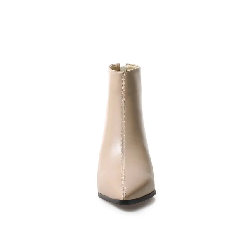 QUTAA/; женские ботильоны на молнии сзади; модная женская обувь на толстом каблуке; теплые полусапожки из искусственной кожи с острым носком; Size34-43