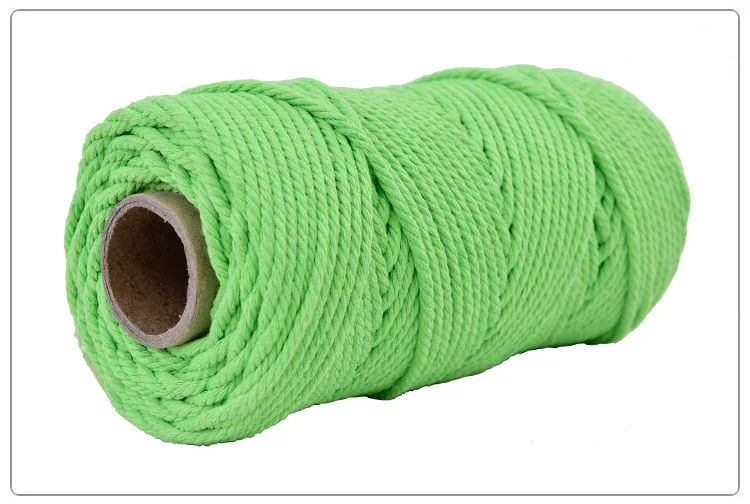 Light Green 4 мм x 100 м хлопок, цветной шнур, бежевая скрученная веревка для рукоделия макраме, свадебные домашние текстильные украшения, поставка - Цвет: Light Green