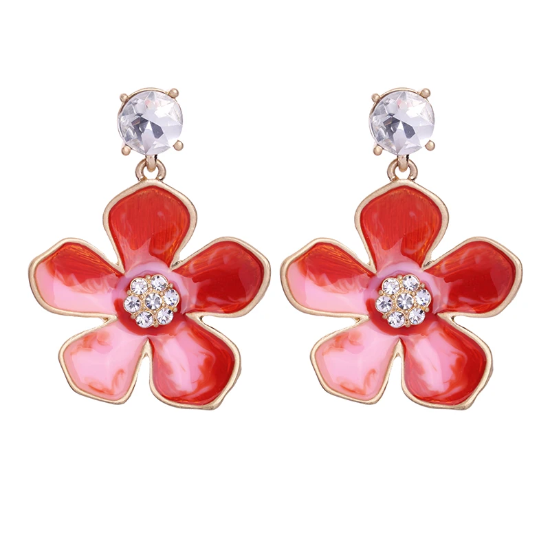 2017 летний модный эмалевый серьги для женщин черный оранжевый Бохо большой цветок