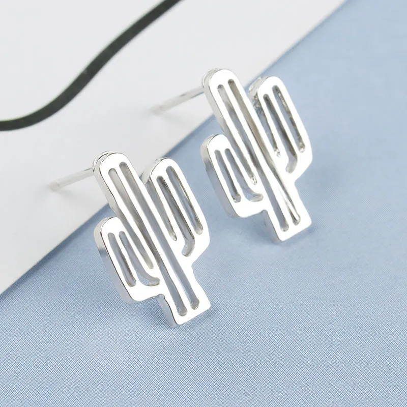 10 пар/лот серьги ювелирные изделия серебро розовое золото Цвет полые кактус