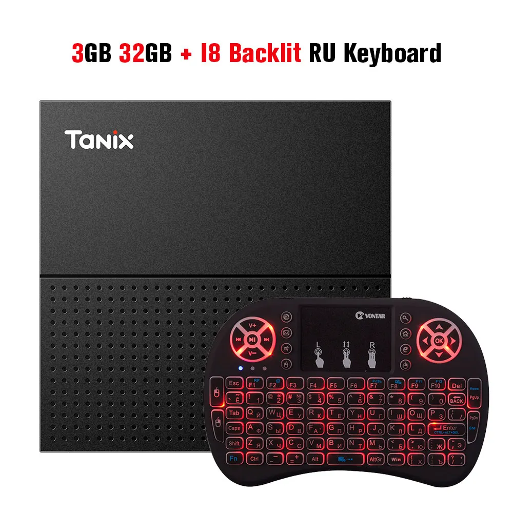 Tanix TX92 Android 7,1 ТВ приставка Amlogic S912 Восьмиядерный процессор ОС 2 Гб 3 ГБ 32 ГБ 64 Гб Bluetooth 4,1 4K телеприставка медиаплеер PK X96 - Цвет: 3G 32G i8 backlit RU