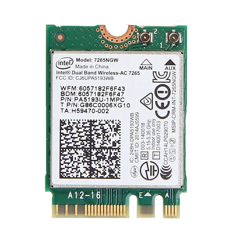 Беспроводной адаптер для Intel 7265NGW ac Dual band 7265 867 Мбит/с 802.11ac WiFi + Bluetooth BT 4 0 NGFF M.2 dell asus