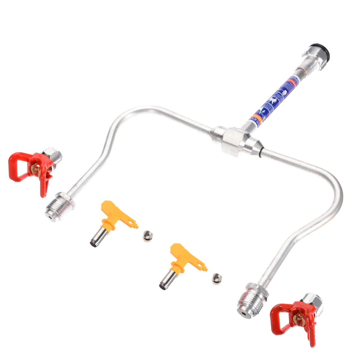 

Mayitr Professional Airless Paint Spray Gun Extension Pole Plastic Double Nozzle Head with Tips Guard Powerful Painting Tool