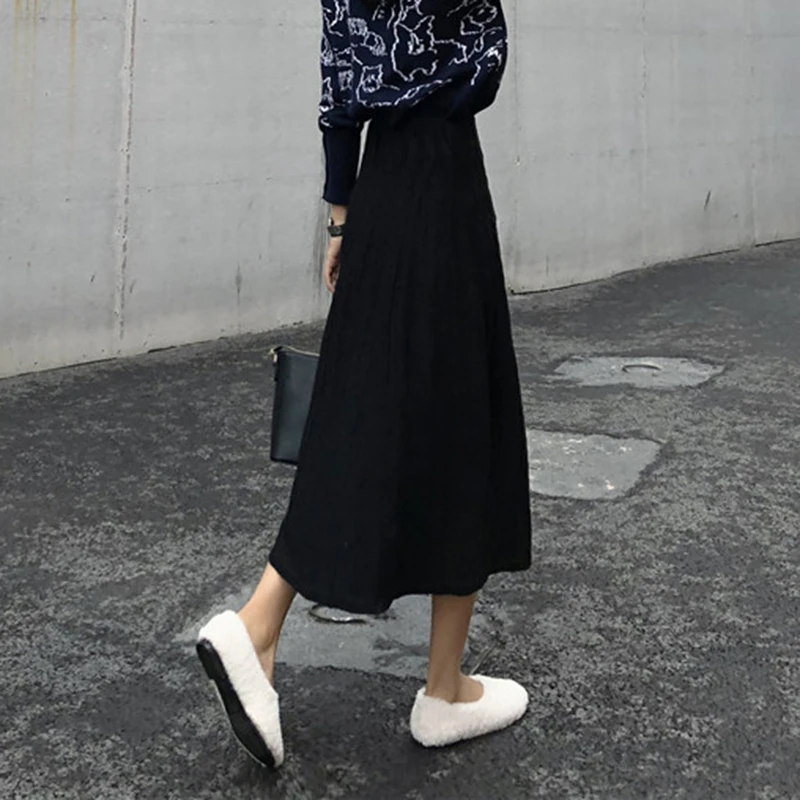 Женская трикотажная юбка в стиле Харадзюку шикарная широкая с высокой талией