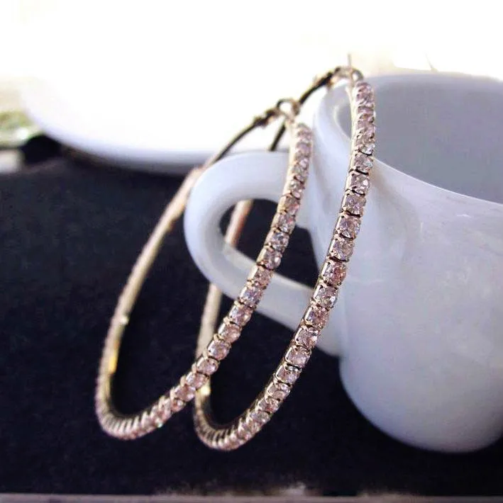 Стразы, маленькие и большие серьги-кольца для женщин, Bijoux, классические новые модные ювелирные изделия,, милый подарок