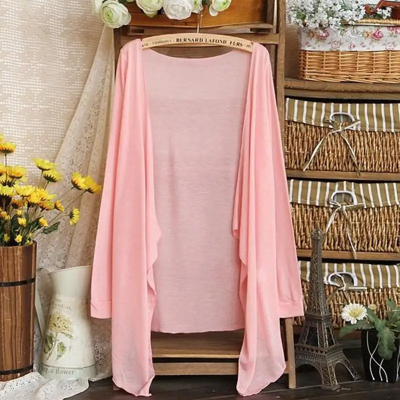 Summer cardigan female long sleeve cardigans top casual beach office ultra-thin shawl womens thin coat knitwear |