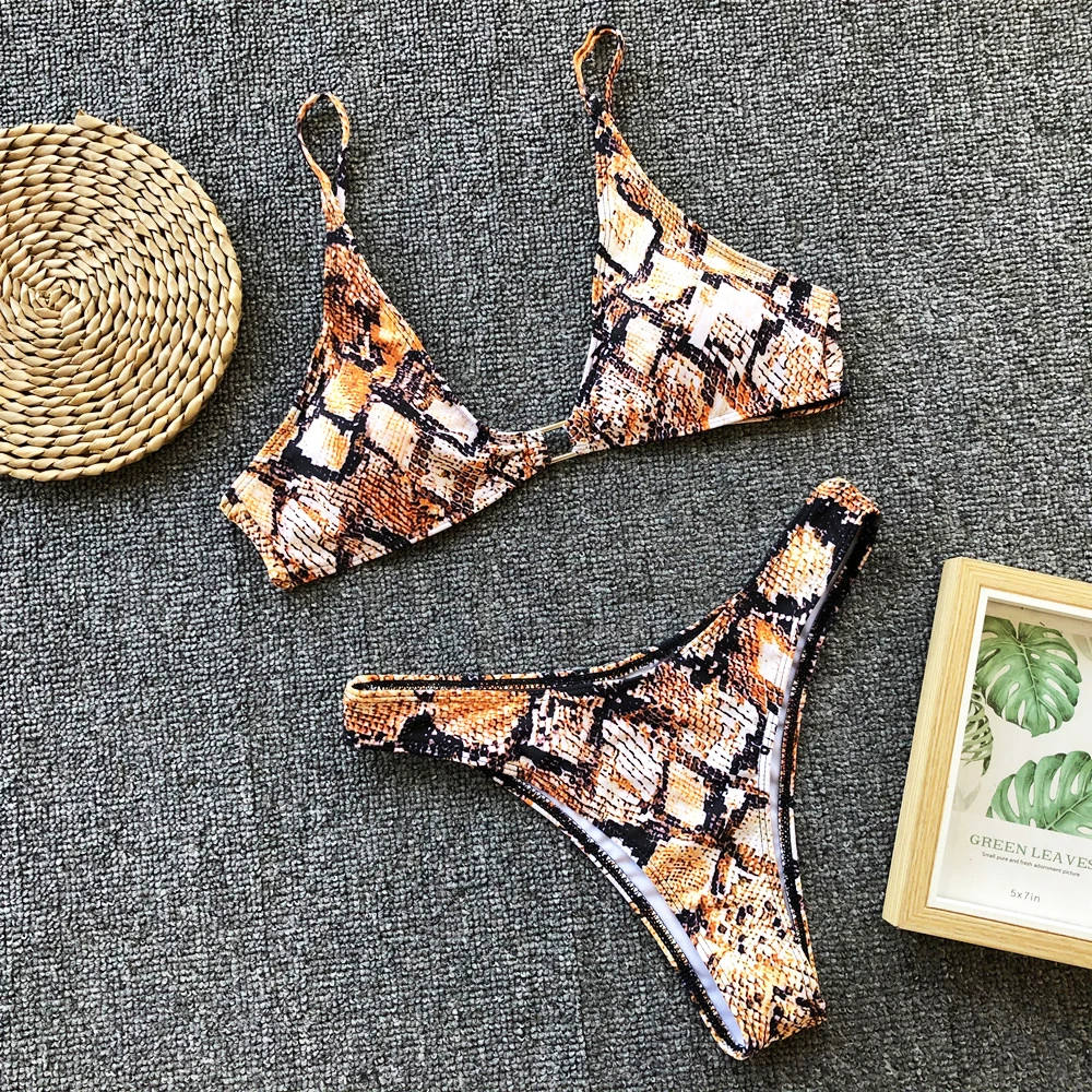 ZMTREE сексуальный купальник микро бикини со змеиным принтом женский купальный