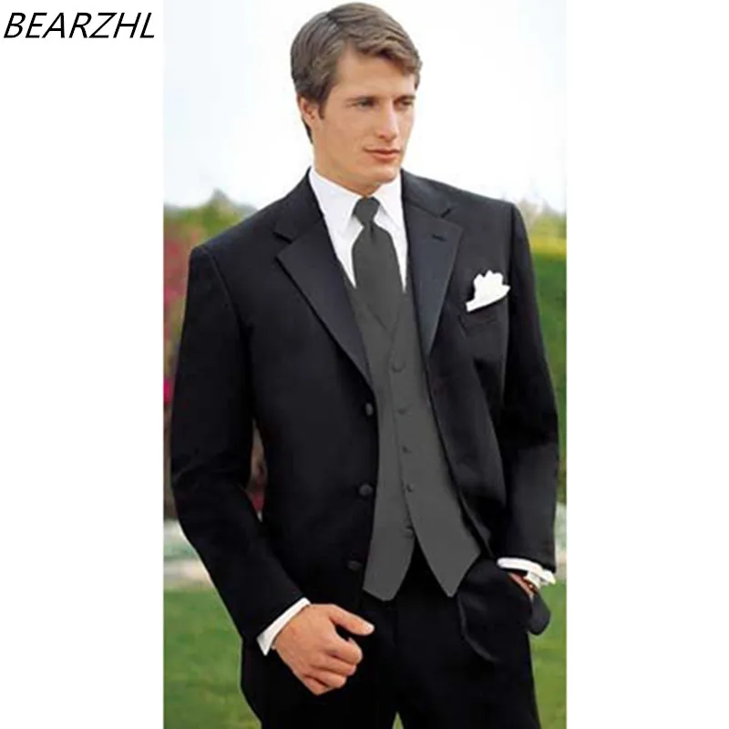 

Wedding Men Suits Black Groom Wear High Quality 3 Piece Tuxedo For 2021