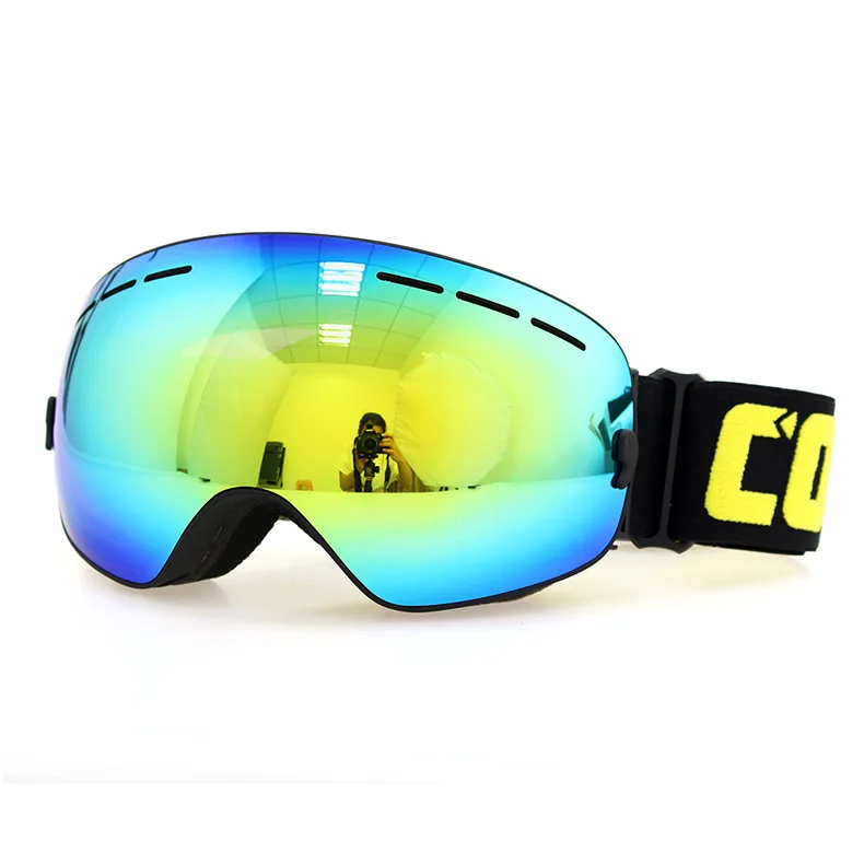 COPOZZ дропшиппинг 1* лыжные очки двухслойные UV400 большие Лыжные маски очки лыжные мужские снежные очки для сноуборда - Цвет: Цвет: желтый