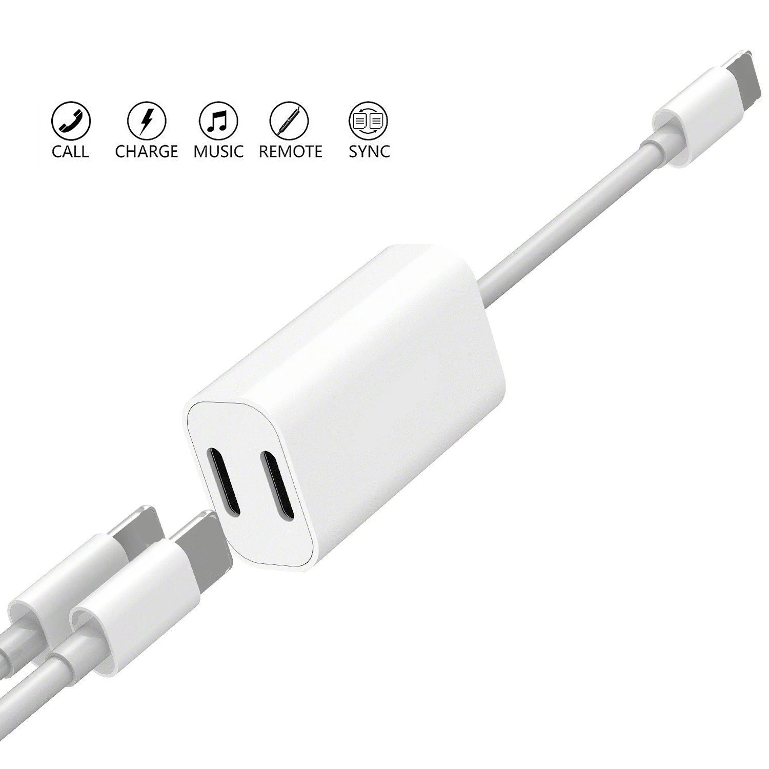 Двойной 8 контактный адаптер Lightning конвертер аудио зарядное устройство разъем