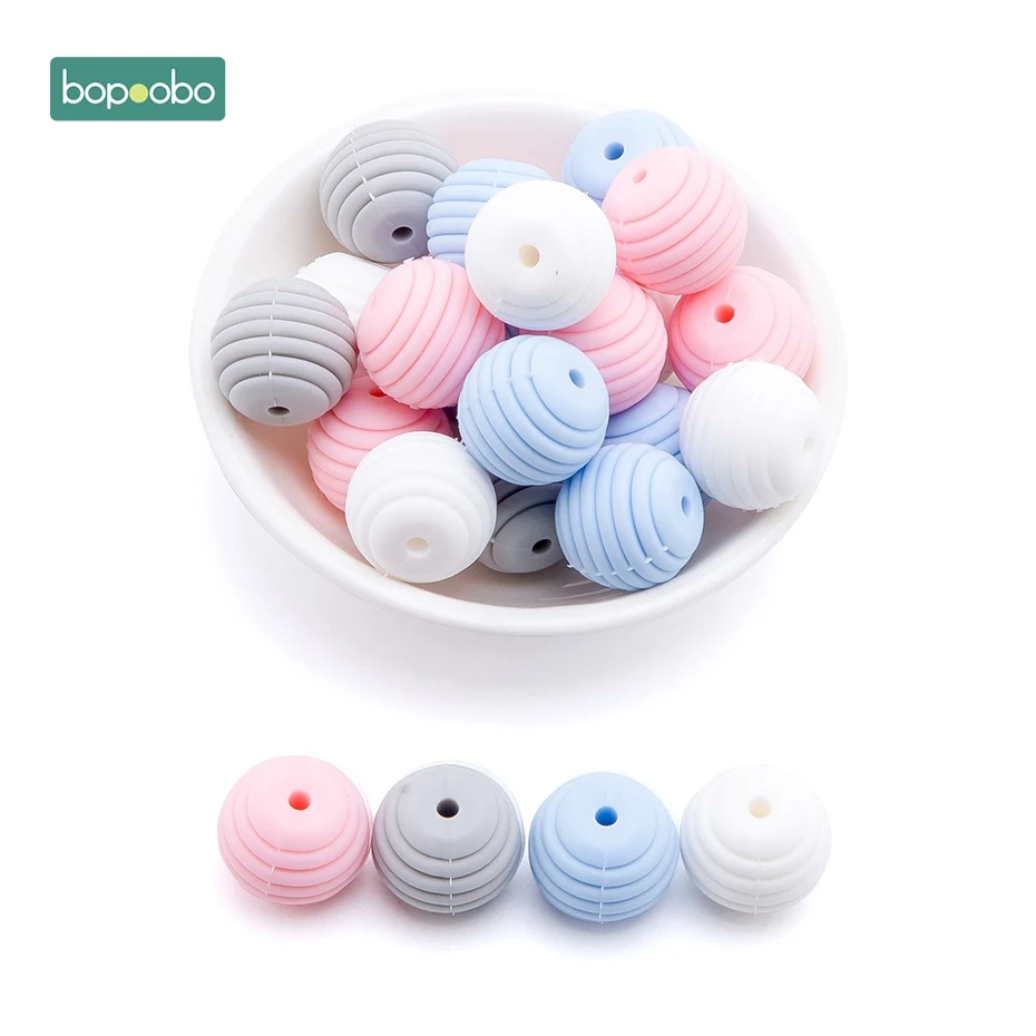 Pink-Blue Series Bopoobo 100 шт 15 мм BPA бесплатно силиконовые спиральные бусины пищевого качества силиконовые сотовые бусины Детские Силиконовые жемчужные крошечные стержни для детей - Цвет: Pink-Blue Series