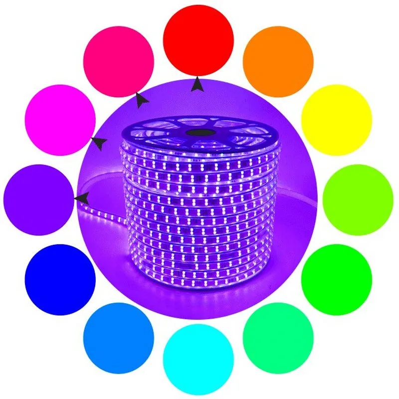 Двухрядная Светодиодная лента 120 светодиодов/м 220 В 240 в RGB 5050 теплый