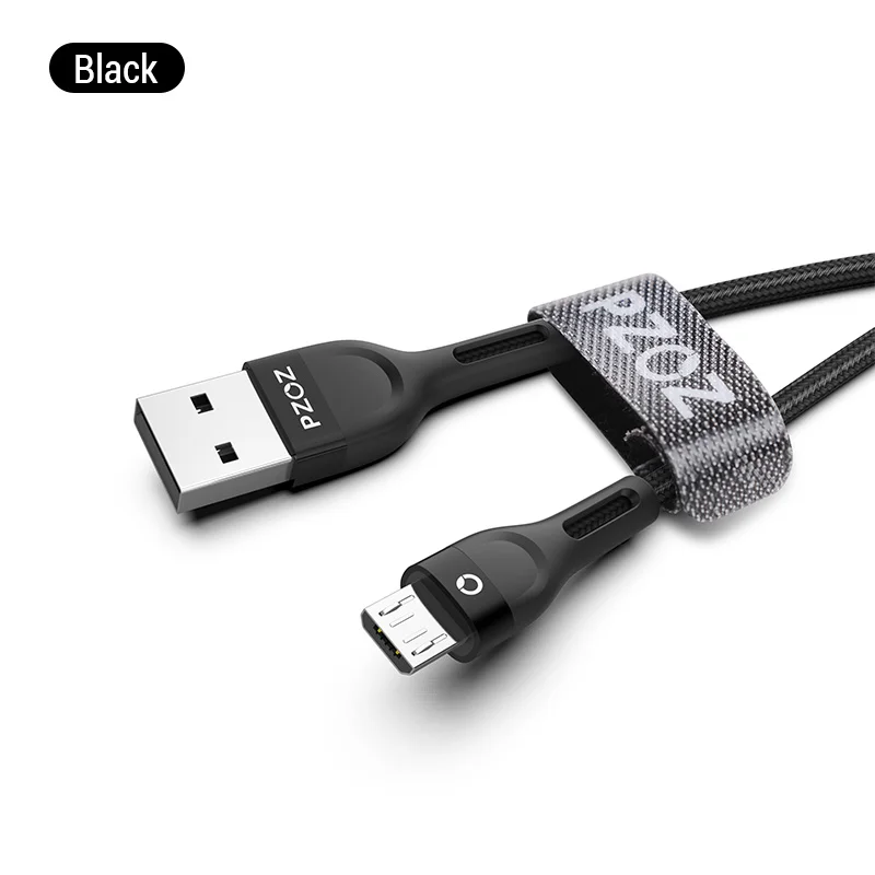 Black PZOZ 1m 2m провод Micro USB кабель 3A быстрой зарядки Microusb зарядное устройство данные шнур для Samsung S7 Xiaomi Redmi Примечание 5 Pro 4X плюс huawei планшеты Мобильный телефон Android Micro usb кабели зарядное - Цвет: Black
