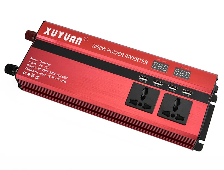 Профессиональный автомобильный инвертор 2000W DC 12 V к AC 220 питания зарядное