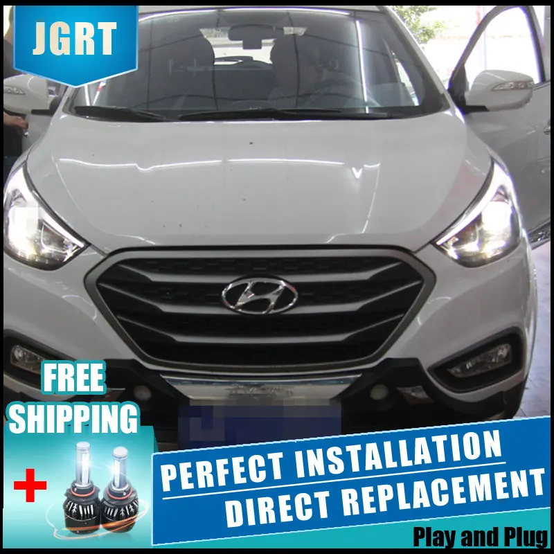 2 шт. светодиодный головной светильник s для Hyundai IX35 2010 2013 Автомобильный с двойной
