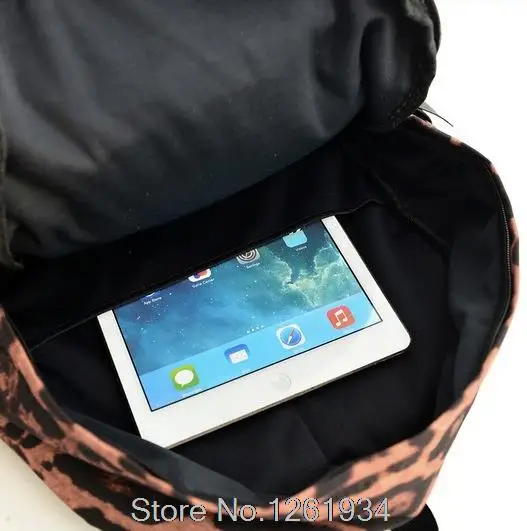 2015 hot canvas women backpack leopard print school bag rivet shoulder female travel bookbag for teenagers | Багаж и сумки