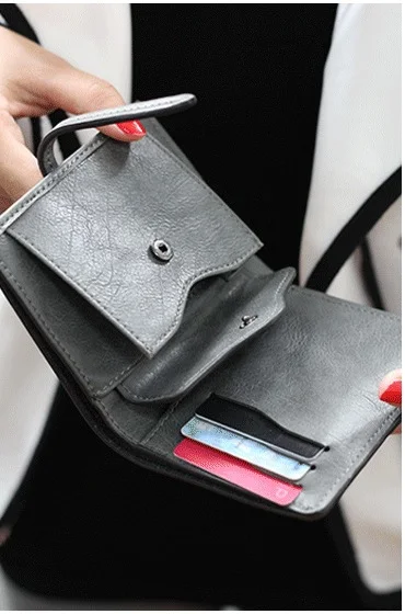 Фото Women PU Leather Small Wallet Female Cute Short Purse Lady Mini Card Holder Walet Portomonee with Coin Purse №5