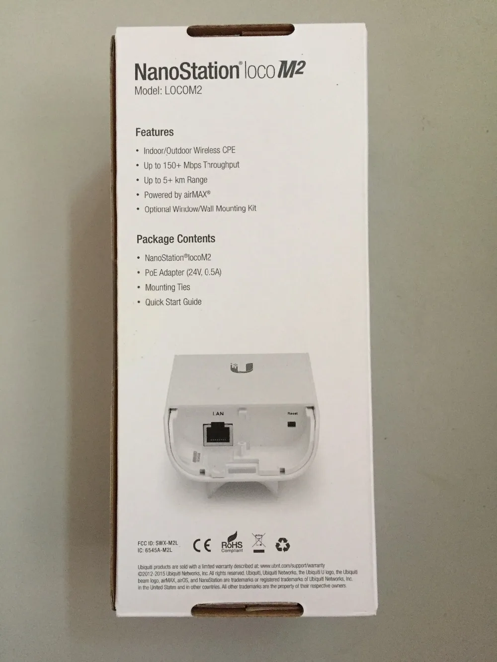 Ubiquiti NanoStation locoM2 2,4 ГГц беспроводной сетевой мост airMax 8dBi CPE в пределах 1 км(только один! Необходимо использовать с двумя