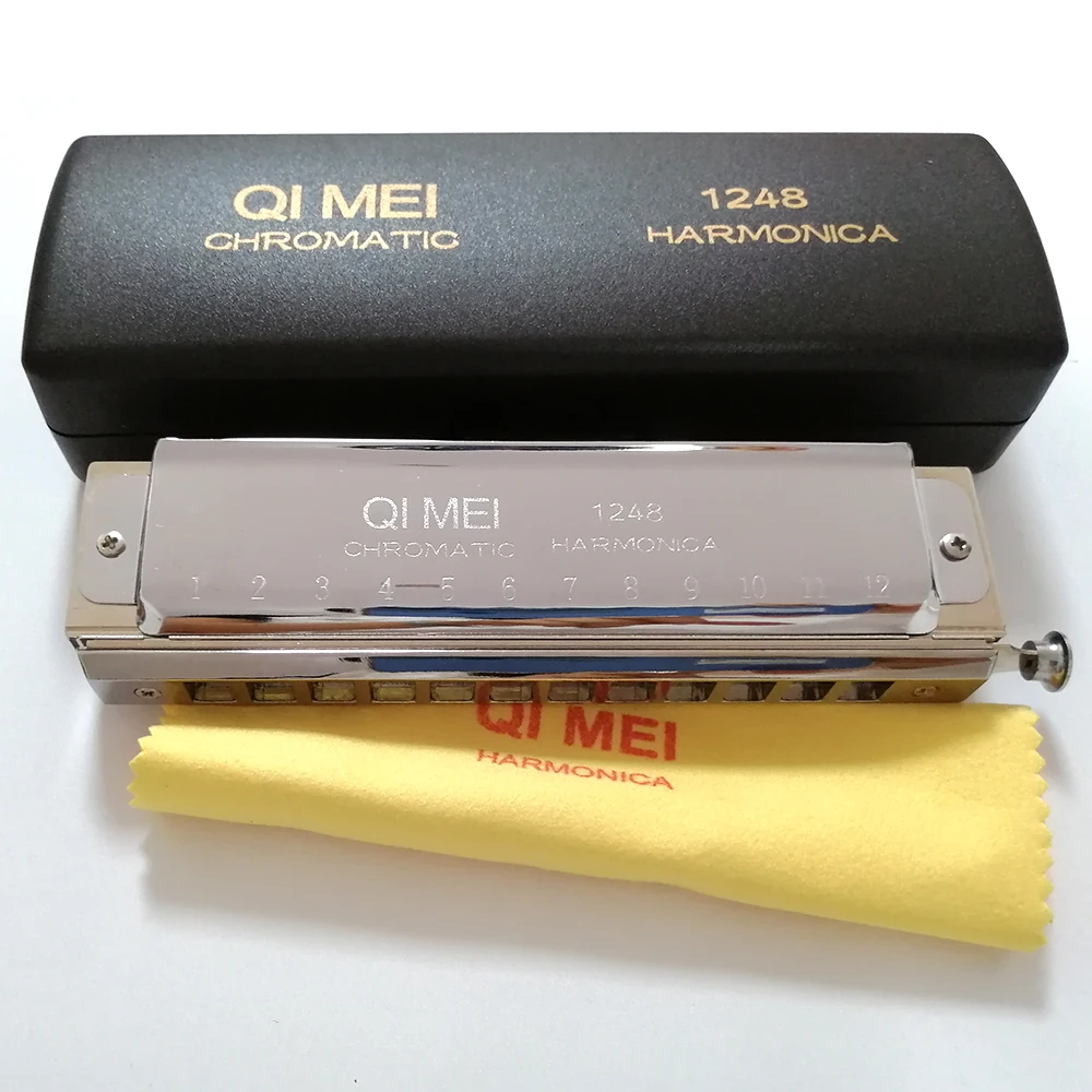 Qimei 12 отверстий Хроматическая губная гармоника Ключ C профессиональные музыкальные инструменты квадратный мундштук арфа ABS