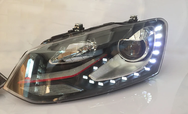 Автомобильный Стайлинг для Фольксваген Поло фара 2011- GTI Стиль фары светодиодный налобный фонарь дальнего ближнего света ксенон DRL Передняя фара