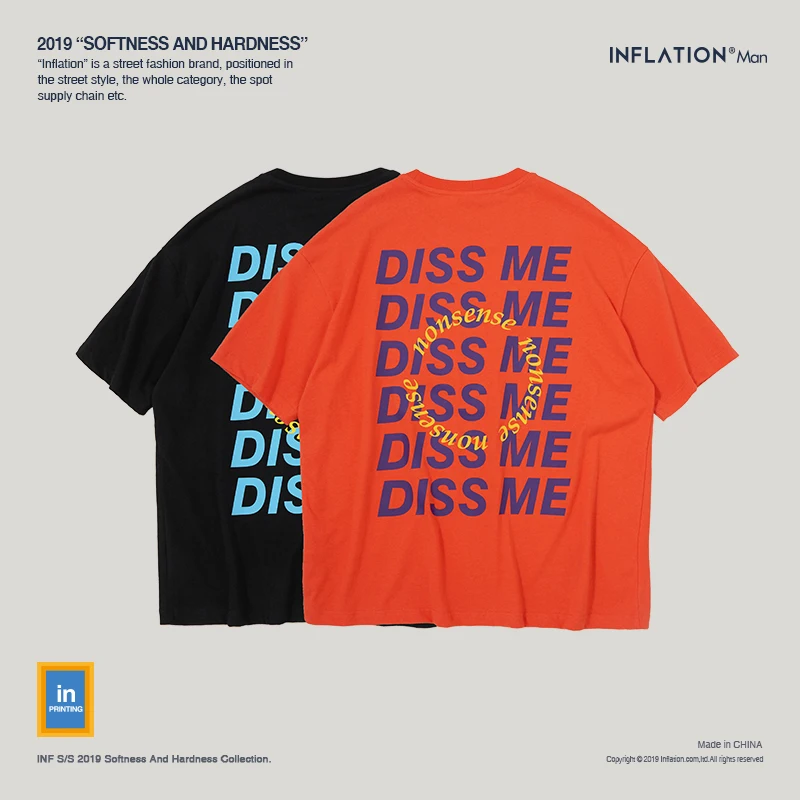 Инфляция 2019 коллекция ss футболка с надписью рок уличная хлопковая Футболка