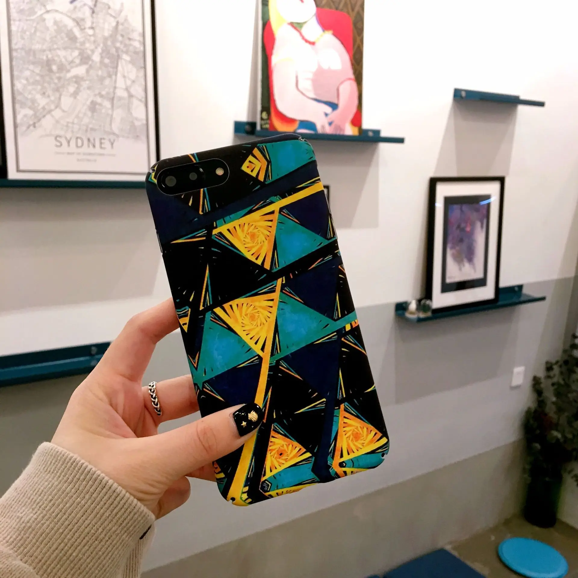 Fashion Beautiful Diamond Phone Case For iPhone 6 6S 7 8 Plus X Geometric Colorful Grid Back Cover Glossy Luxury Fitted Cases |