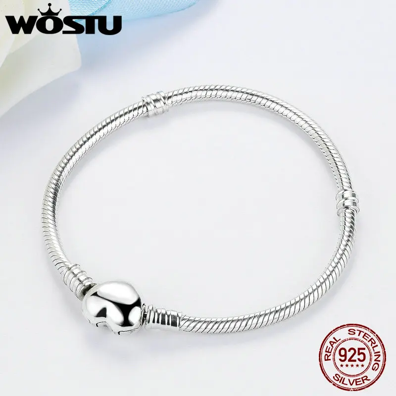 WOSTU, Настоящее серебро 925 пробы, любовь, сердце, браслет для женщин, подходит для DIY, подвески, бусины,, хорошее ювелирное изделие, подарок, SDPS917